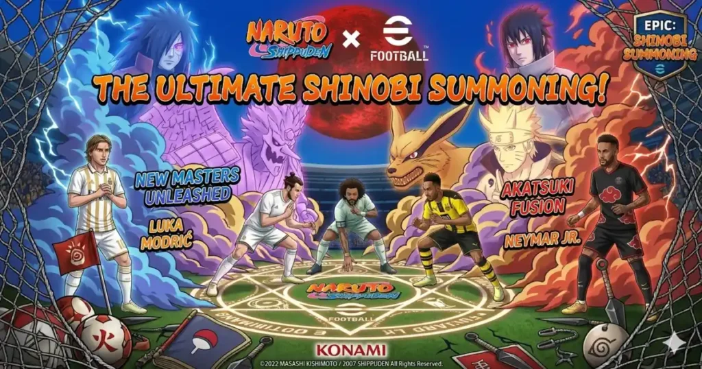 NARUTO Shippuden × eFootball Shinobi Summoning promo.