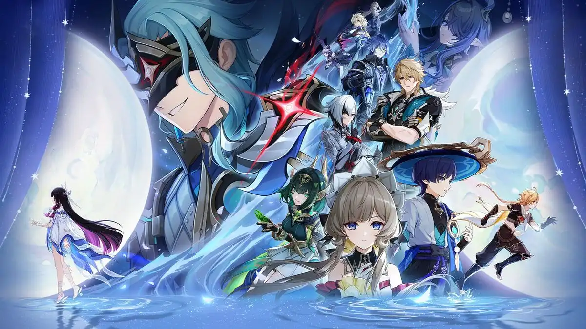 Genshin Impact Promo Codes April 2026 banner featuring Dottore, Arlecchino, and Wanderer.