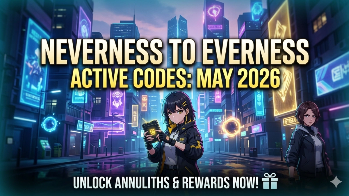 Neverness to Everness codes promo image featuring Sakiri and Haniel in a neon city.
