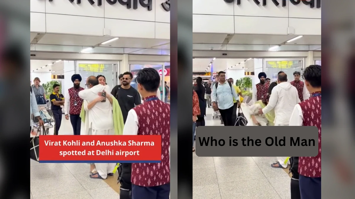 Anushka Sharma touching feet of elder at Mumbai airport with Virat Kohli.