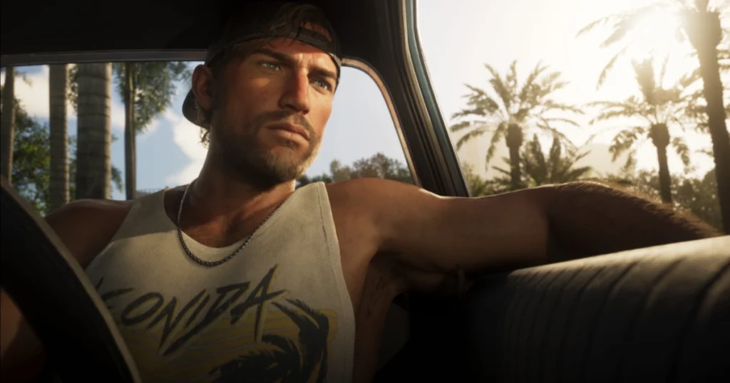A close-up in-game screenshot of Jason from the official trailer, a key character fans are watching as they countdown to the GTA 6 Release Date.