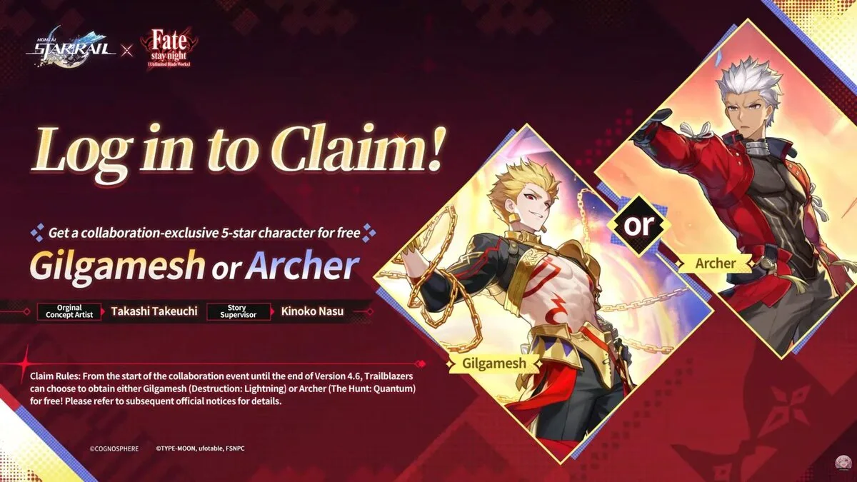 How to Get Gilgamesh or Archer for Free in Honkai Star Rail 4.4 - Official Fate collab login reward
